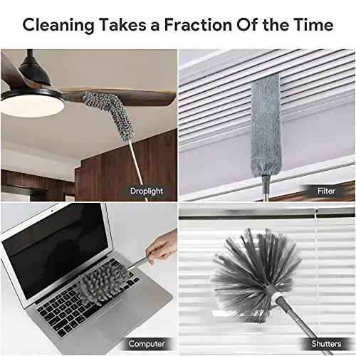DELUX Microfiber Feather Duster, 7 PCS Reusable Bendable Washable Cobweb Duster with 100 inches Extra Long Extension Pole for Cleaning Ceiling Fan, High Ceiling, Blinds, Furniture & Cars - 6