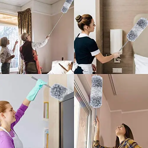 DELUX Microfiber Feather Duster Extendable Duster with 100 inches Extra Long Pole, Bendable Head & Long Handle Dusters for Cleaning Ceiling Fan, High Ceiling, Blinds, Furniture & Cars - 4