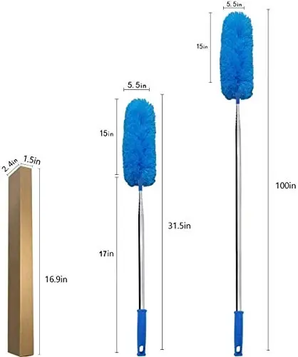 DELUX Microfiber Feather Duster Extendable Duster with 100 inches Extra Long Pole, Bendable Head & Long Handle Dusters for Cleaning Ceiling Fan, High Ceiling, Blinds, Furniture & Cars - 3