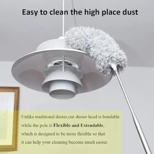 DELUX Microfiber Feather Duster Extendable Duster with 100 inches Extra Long Pole, Bendable Head & Long Handle Dusters for Cleaning Ceiling Fan, High Ceiling, Blinds, Furniture & Cars Gray - 4