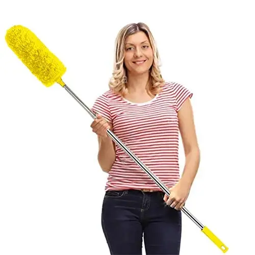DELUX mikrofiber pat yostiqli cho'tkasi, 100 dyuymli qo'shimcha uzun tayoq, egiluvchan bosh va shift fan, baland shift, parda, mebel va mashinalarni tozalash uchun chizishga chidamli shapka 