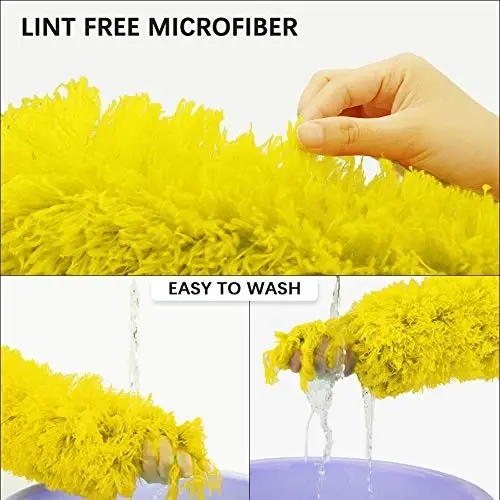 DELUX mikrofiber pat yostiqli cho'tkasi, 100 dyuymli qo'shimcha uzun tayoq, egiluvchan bosh va shift fan, baland shift, parda, mebel va mashinalarni tozalash uchun chizishga chidamli shapka - 6