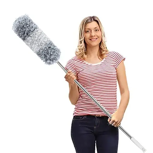 DELUX Microfiber Feather Duster Extendable Duster with 100 inches Extra Long Pole, Bendable Head & Long Handle Dusters for Cleaning Ceiling Fan, High Ceiling, Blinds, Furniture & Cars - 1