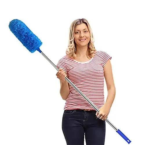 DELUX Microfiber Feather Duster Extendable Duster with 100 inches Extra Long Pole, Bendable Head & Long Handle Dusters for Cleaning Ceiling Fan, High Ceiling, Blinds, Furniture & Cars 