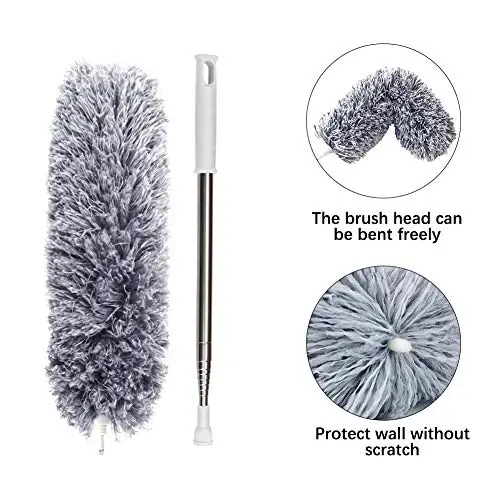 DELUX Microfiber Feather Duster Extendable Duster with 100 inches Extra Long Pole, Bendable Head & Long Handle Dusters for Cleaning Ceiling Fan, High Ceiling, Blinds, Furniture & Cars Gray - 3