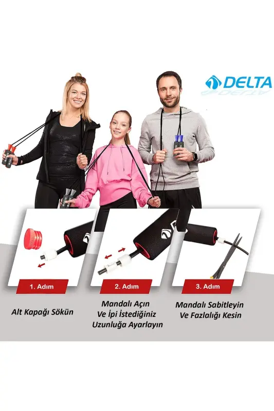 Deluxe Sünger Tutamaçlı Rulmanlı Ayarlanabilir Atlama İpi-KIRMIZI - 6