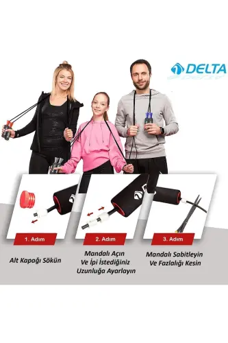 Deluxe Sünger Tutamaçlı Rulmanlı Ayarlanabilir Atlama İpi-SARI - 4