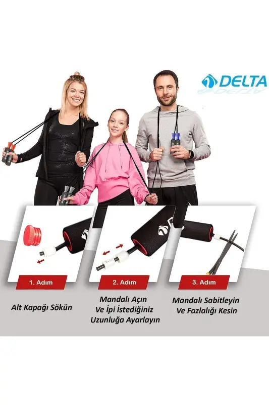 Deluxe Sünger Tutamaçlı Rulmanlı Ayarlanabilir Atlama İpi-SARI - 4