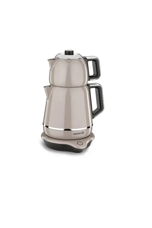 Demiks Electric Kettle Tea Maker Beige/Chrome A332-02 - KORKMAZ
