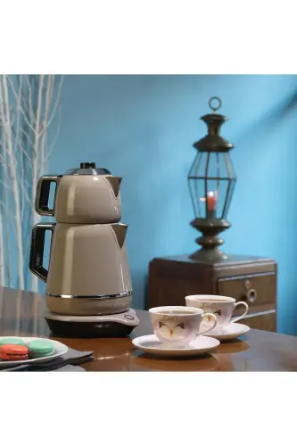 Demiks Electric Kettle Tea Maker Beige/Chrome A332-02 - KORKMAZ (1)