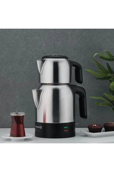 Demkolik Satin/Black Electric Kettle - KORKMAZ (1)