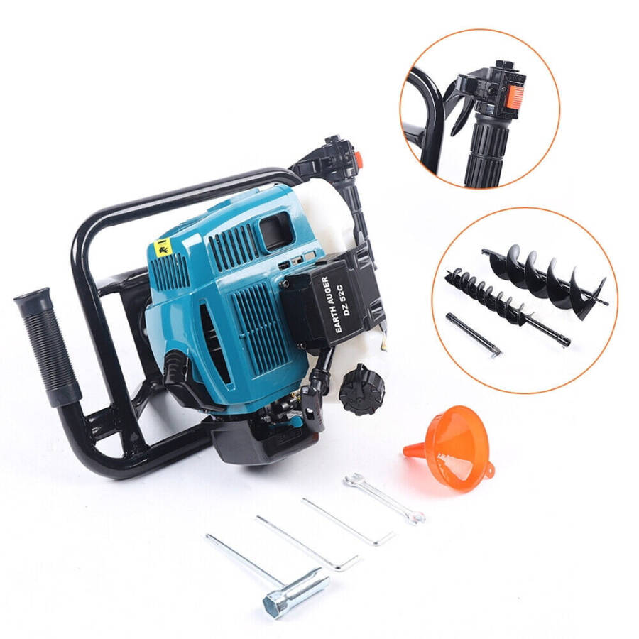 Denest 52CC 2 Stroke Post Hole Digger Benzin bilan ishlaydigan tuproq burg'ulash mashinasi 4