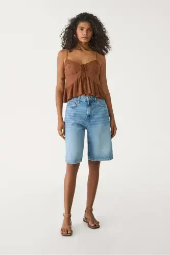 D95 Denim Bermuda Şort-Mavi Denim - Modazone (1)