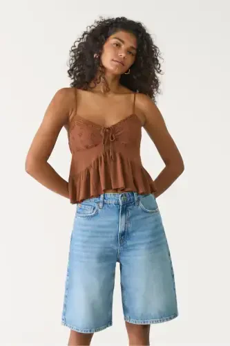 D95 Denim Bermuda Şort-Mavi Denim - 3