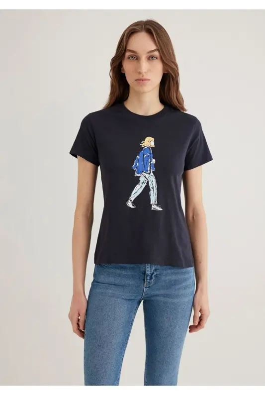 denim girl printed slim fit women's t-shirt - 2