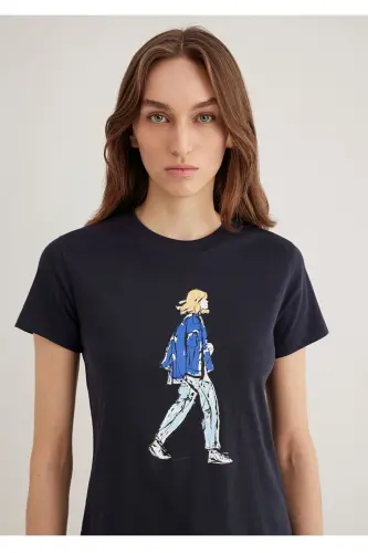 denim girl printed slim fit women's t-shirt - 4