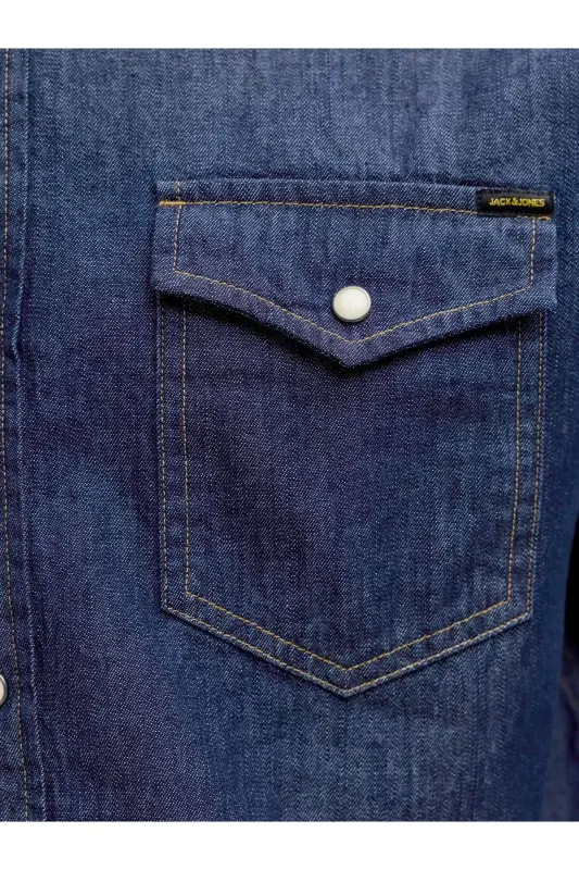 Denim Gömlek-Dark Denim - 4