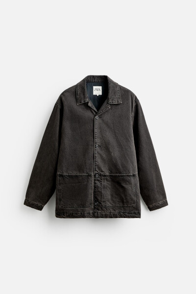 Denim Jacket with Pockets - Dark Brown - 14