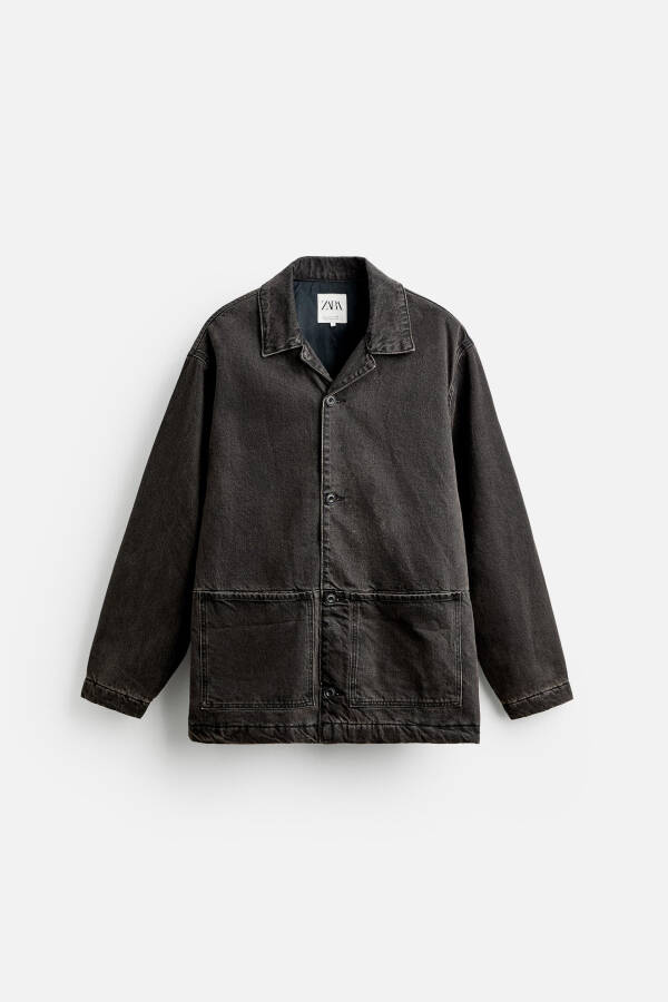 Denim Jacket with Pockets - Dark Brown - 6