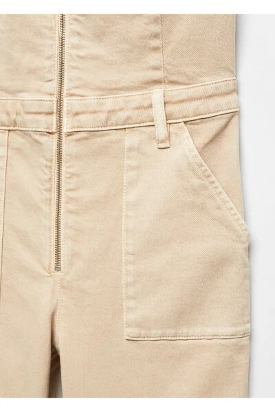 Denim overalls with zipper - 5