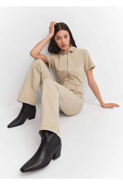 Denim overalls with zipper - 6