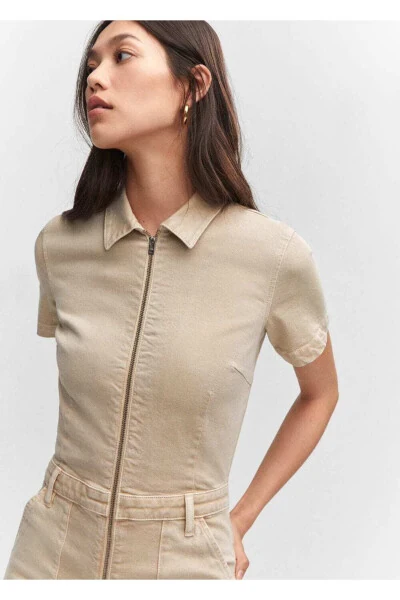 Denim overalls with zipper - 7