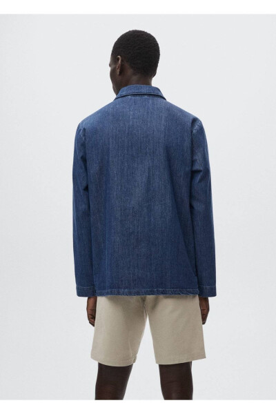 Denim Overshirt with Pockets - 4