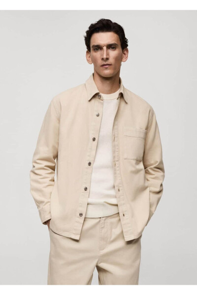 Denim shirt jacket with pockets - MANGO MAN