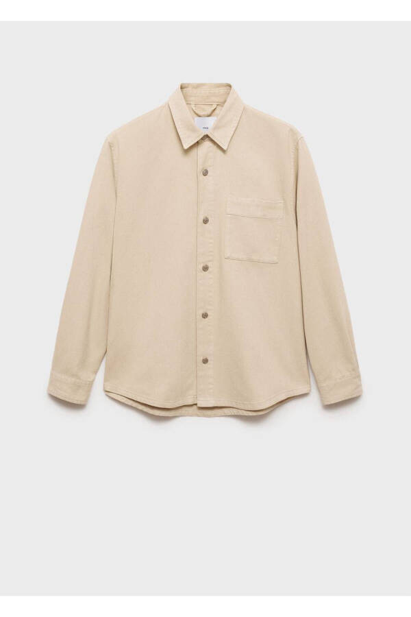 Denim shirt jacket with pockets - 3