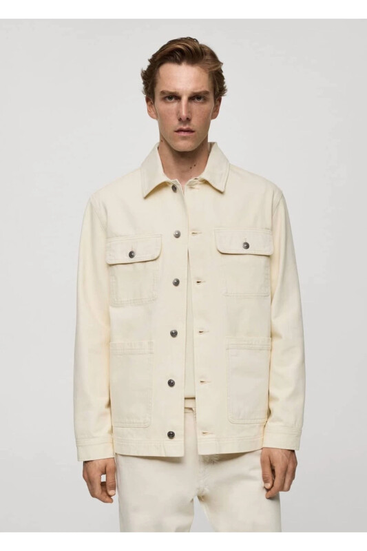 Denim Shirt Jacket with Pockets - MANGO MAN