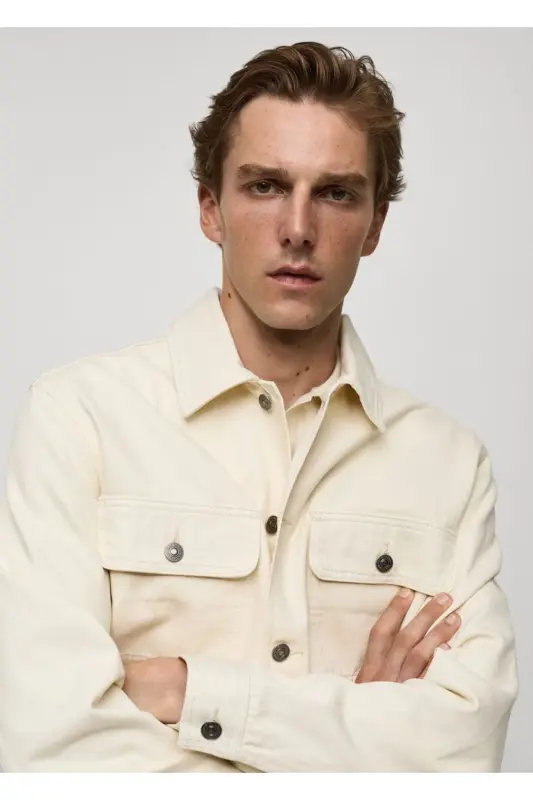 Denim Shirt Jacket with Pockets - 5