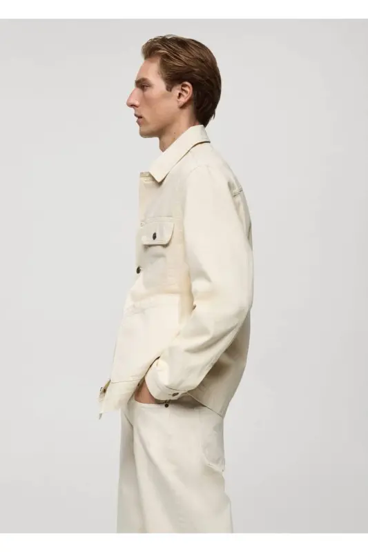 Denim Shirt Jacket with Pockets - 7