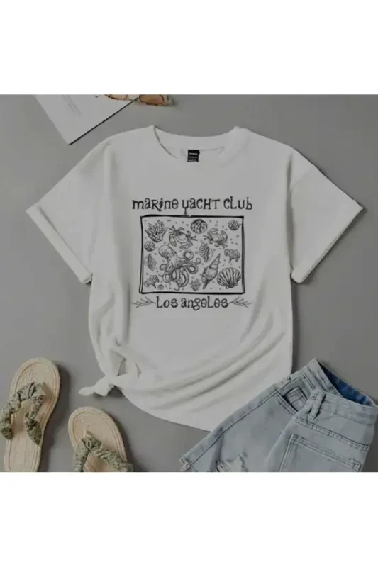 Deniz Kabuk Baskılı T-shirt-denizkabuk - BETİLİNA