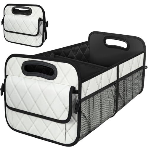 Deosk Car Trunk Organizer for SUV, Car Organizers and Storage with 6 Pocket, Car Accessories for Women/Men 70L Waterproof Polyester Trunk Organizer(Large, Beige) - Deosk