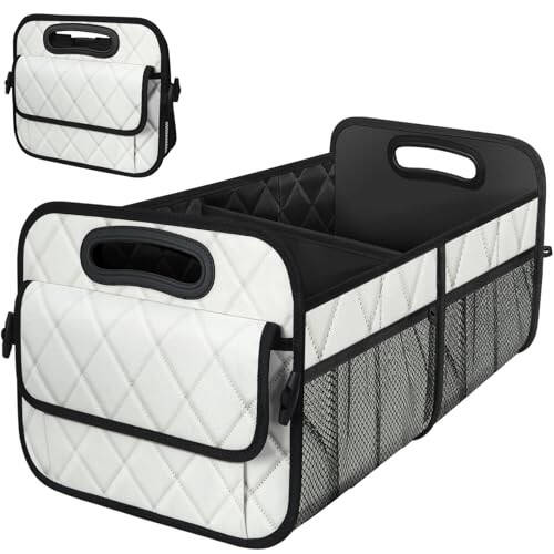 Deosk Car Trunk Organizer for SUV, Car Organizers and Storage with 6 Pocket, Car Accessories for Women/Men 70L Waterproof Polyester Trunk Organizer(Large, Beige) - 1
