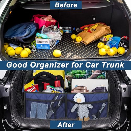 Deosk Car Trunk Organizer for SUV, Car Organizers and Storage with Reinforced Handles, Car Accessories for Women/Men 70L Waterproof Polyester Trunk Organizer(Large, Navy Blue) - 6