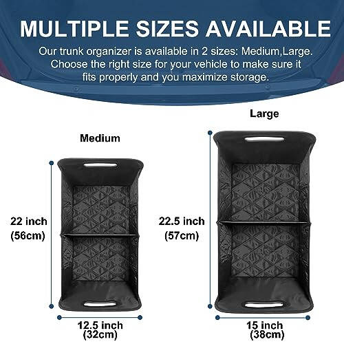 Deosk Car Trunk Organizer and Storage with Reinforced Handles, Waterproof Polyester Trunk Organizer for SUV, Minivan, Truck (Large, Black) - 2