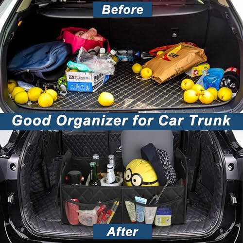 Deosk Car Trunk Organizer and Storage with Reinforced Handles, Waterproof Polyester Trunk Organizer for SUV, Minivan, Truck (Large, Black) - 5