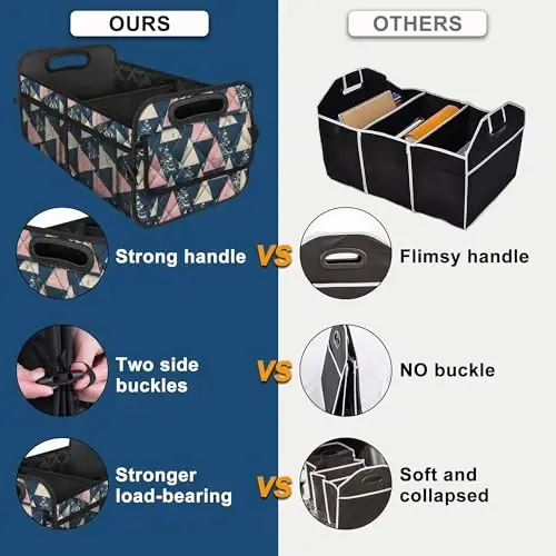 Deosk Trunk Organzier and Storage with 6 Big Pocket,Car Accessories for Women/Men 50L Waterproof Polyester for Car/SUV/Minivan/Truck(Medium, Triangle) - 2