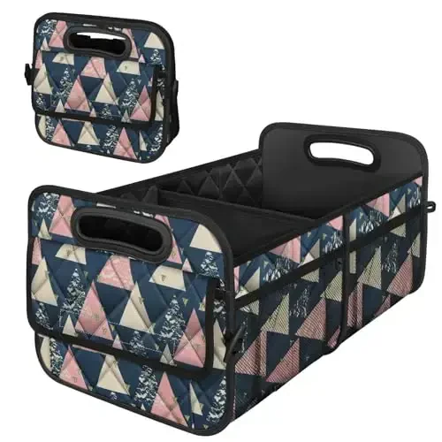 Deosk Trunk Organzier and Storage with 6 Big Pocket,Car Accessories for Women/Men 50L Waterproof Polyester for Car/SUV/Minivan/Truck(Medium, Triangle) - 1