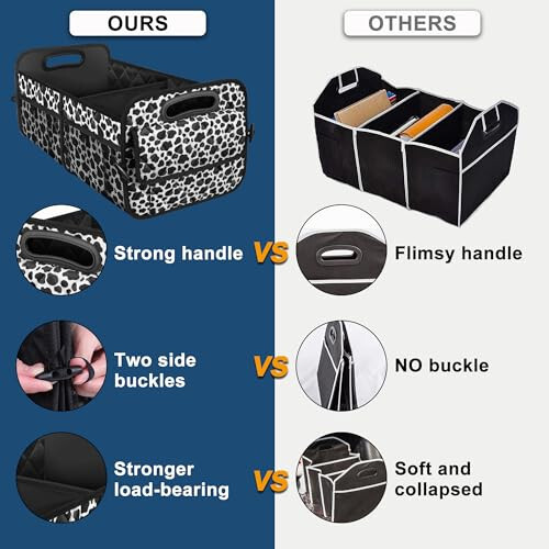 Deosk Car Organizer for SUV - 6 Big Pocket Trunk Storage With Waterproof Polyester, Car Accessories for Women/Men, Cow Print (Medium) - DEOSK (1)