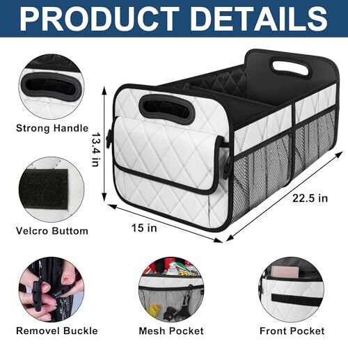 Deosk Car Trunk Organizer and Storage with 6 Big Pocket, Car Accessories for Women/Men 70L Waterproof Polyester Trunk Organizer for Car/SUV/Minivan/Truck(Large, Beige) - 3
