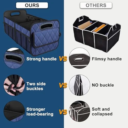 Deosk Car Trunk Organizer and Storage with 6 Big Pocket,Car Accessories for Women/Men 70L Waterproof Polyester Trunk Organizer for Car/SUV/Minivan/Truck(Large, Navy Blue) - Deosk (1)