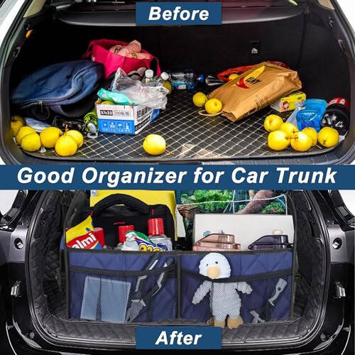 Deosk Car Trunk Organizer and Storage with 6 Big Pocket,Car Accessories for Women/Men 70L Waterproof Polyester Trunk Organizer for Car/SUV/Minivan/Truck(Large, Navy Blue) - 6