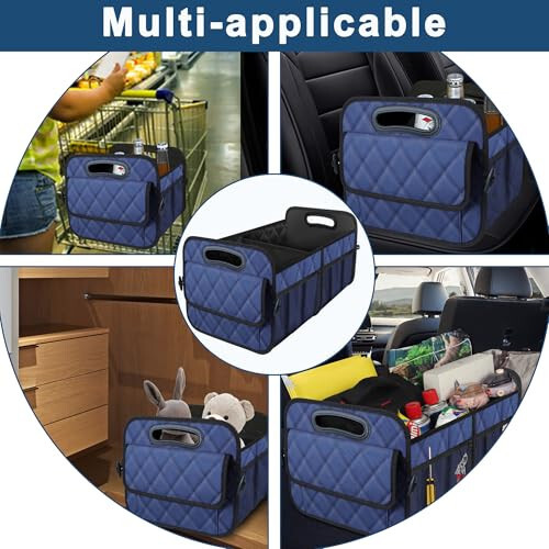 Deosk Car Trunk Organizer and Storage with 6 Big Pocket,Car Accessories for Women/Men 70L Waterproof Polyester Trunk Organizer for Car/SUV/Minivan/Truck(Large, Navy Blue) - 7