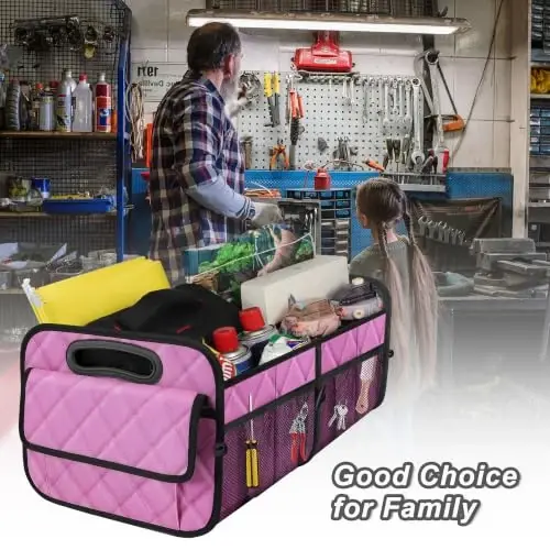Deosk Car Trunk Organizer for SUV - 50L Waterproof Polyester Storage With 6 Big Pockets, Accessories for Women/Men (Medium, Pink) - 6