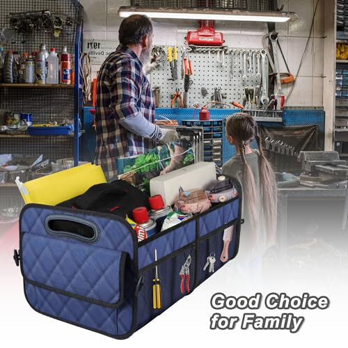 Deosk Car Trunk Organizer for suv,Car Organziers and Storage with 6 Big Pocket,Car Accessories for Women/Men 50L Waterproof Polyester Trunk Organizer for Car/SUV/Minivan/Truck(Medium, Dark Blue) - 5