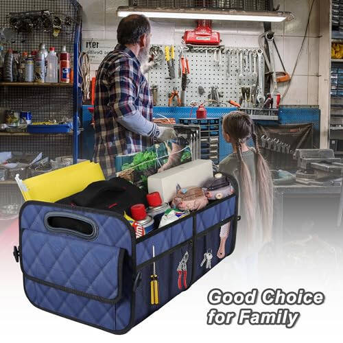 Deosk Car Trunk Organizer for suv,Car Organziers and Storage with 6 Big Pocket,Car Accessories for Women/Men 50L Waterproof Polyester Trunk Organizer for Car/SUV/Minivan/Truck(Medium, Dark Blue) - 5