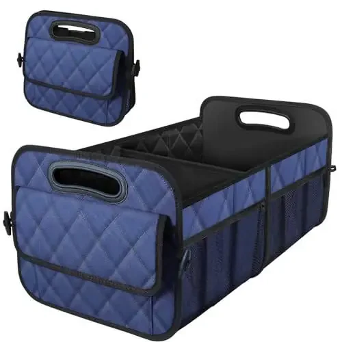 Deosk Car Trunk Organizer for suv,Car Organziers and Storage with 6 Big Pocket,Car Accessories for Women/Men 50L Waterproof Polyester Trunk Organizer for Car/SUV/Minivan/Truck(Medium, Dark Blue) - 1