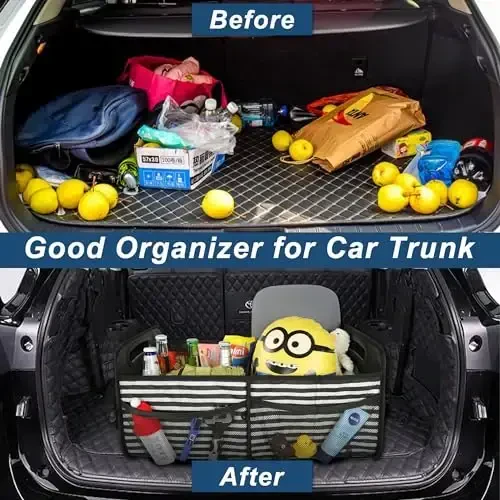 Deosk Car Trunk Organizer for SUVs, Cars and Trucks with 6 Big Pockets, Waterproof Polyester Storage Box - 5